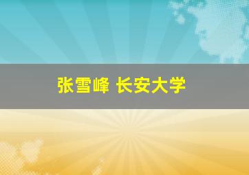 张雪峰 长安大学